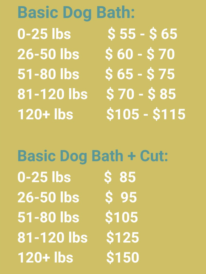 Grooming pricing list